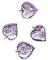 1 13x13x6mm Light Violet with Foil Lampwork Heart Pendant